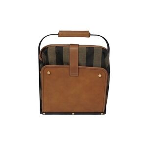 Fendi Leather Pecan Canvas Bag Basket Foldable